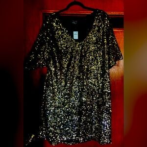 Sequin Gold Women's Mini Dress, City Chic, new with tags, size 18